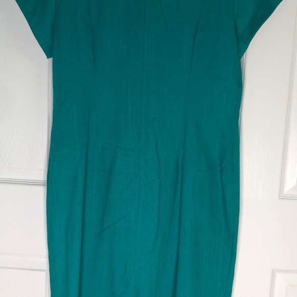 **SOLD*** Vtg 80s~Peri Petites~Green Multi Color Large Buttons Shift Dress~14/L - Picture 6 of 11